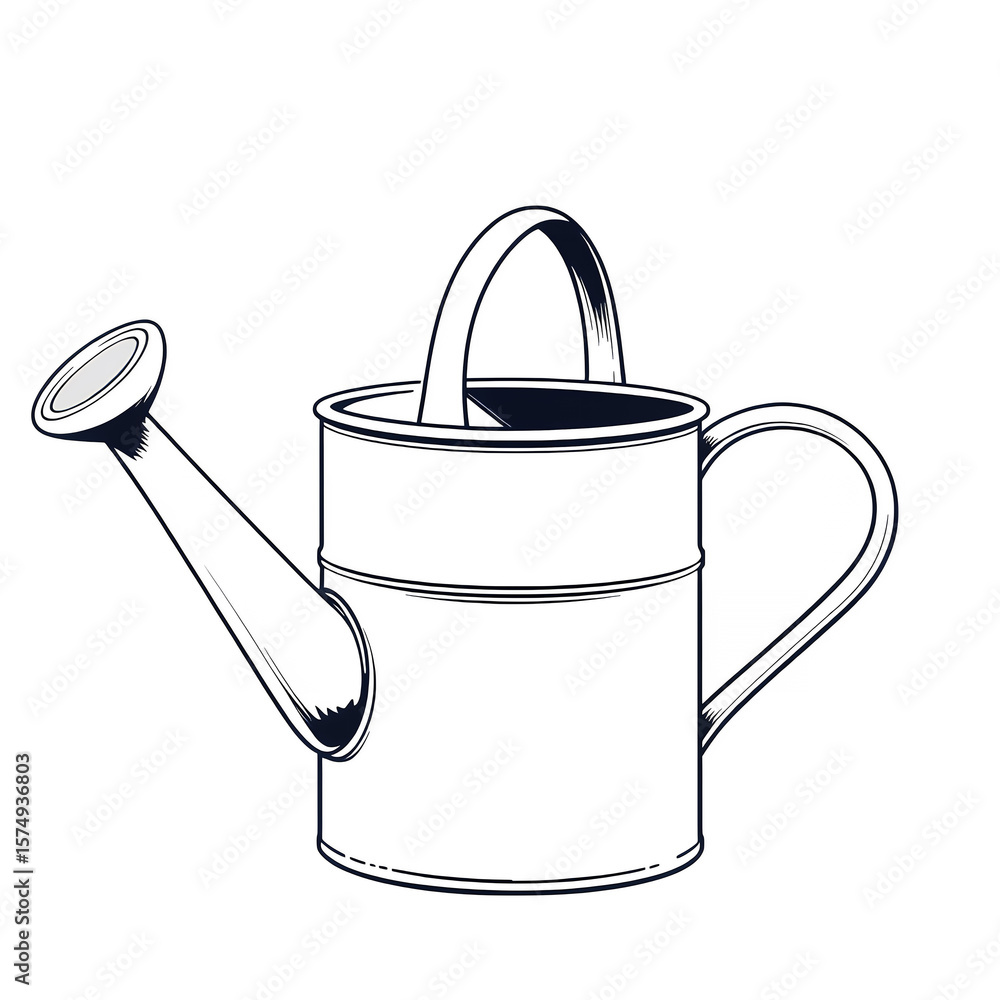 Poster a dark image featuring a watering can with a handle and a spout against on transparent background