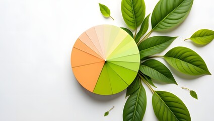 Color wheel with green leaves representing eco friendly and sustainable choices guide