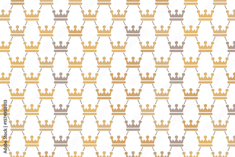 Aufkleber a repeating pattern of gold and gray crowns connected by dotted lines on a white background design