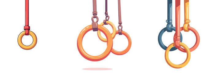 Gymnastic rings hanging from ceiling in vibrant colors  