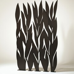 Decorative room divider featuring stylized leaf patterns.