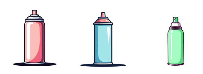 Cooling spray can on sideline in colorful design with shadows  