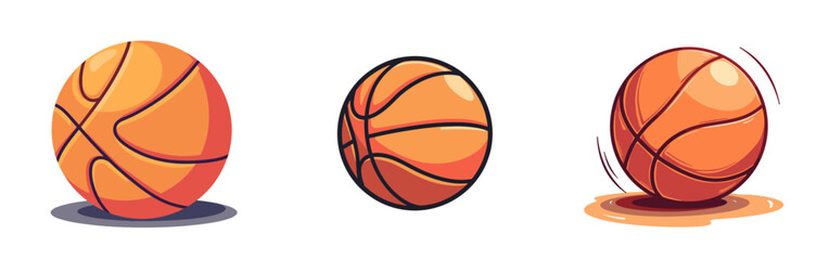 Deflated basketball on court in three stages of inflation  