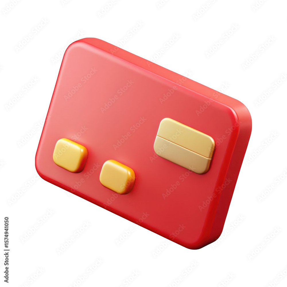 Aufkleber stylized red game controller with gold buttons isolated on transparent background