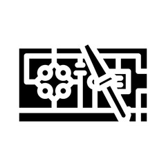 soldering iron circuit glyph icon vector illustration