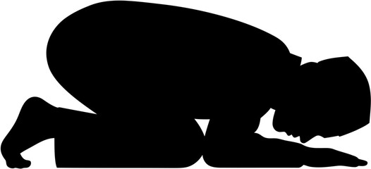 Silhouette of a Person in Prostration A Vector Illustration