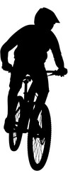 Silhouette of a Mountain Biker Extreme Sports Vector Illustration