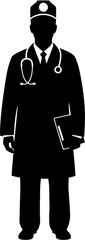 Silhouette of a Doctor Medical Professional Vector Illustration