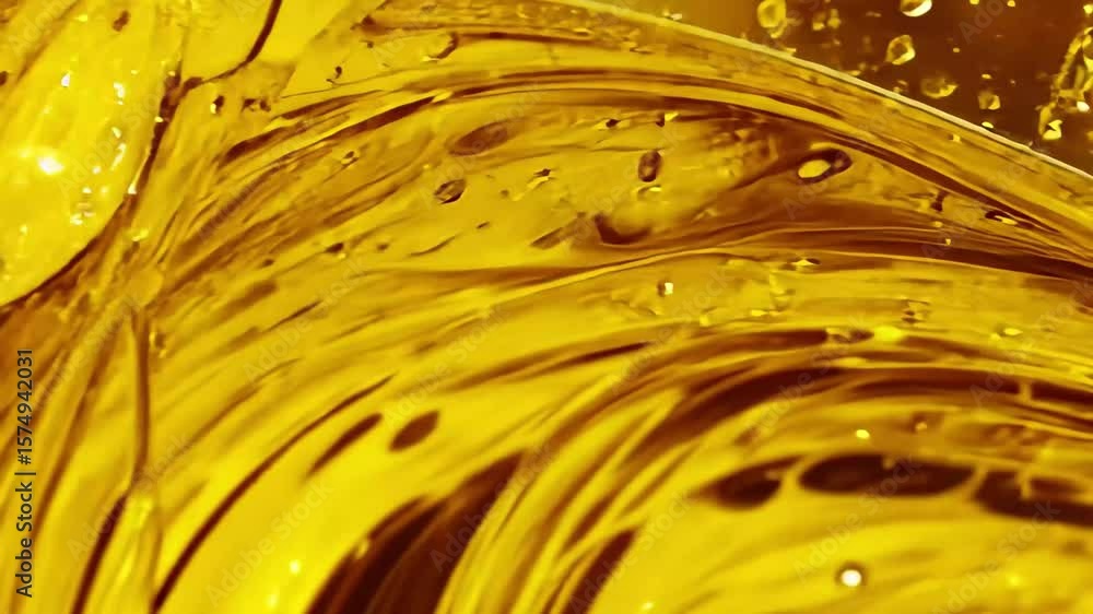 Poster high quality stock footage of golden liquid splashing in dynamic patterns