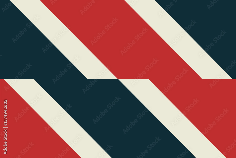 Aufkleber an abstract diagonal pattern with red dark blue and white stripes creating a modern art design look