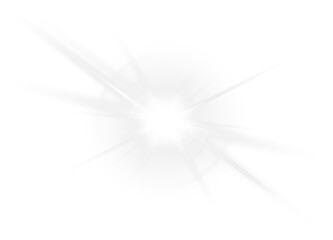 PNG white front sun lens flare translucent special light effect. Abstract magic flare glow sunlight glare. Isolated starlight on transparent background. Star flash with rays and spotlight