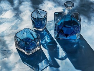 Sapphire Glass Decanters Abstract Photo