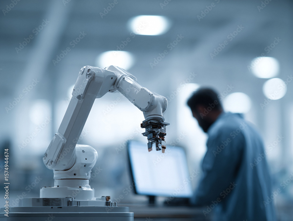 Poster automation in action. a robotic arm works with precision, blurring the line between human and machin