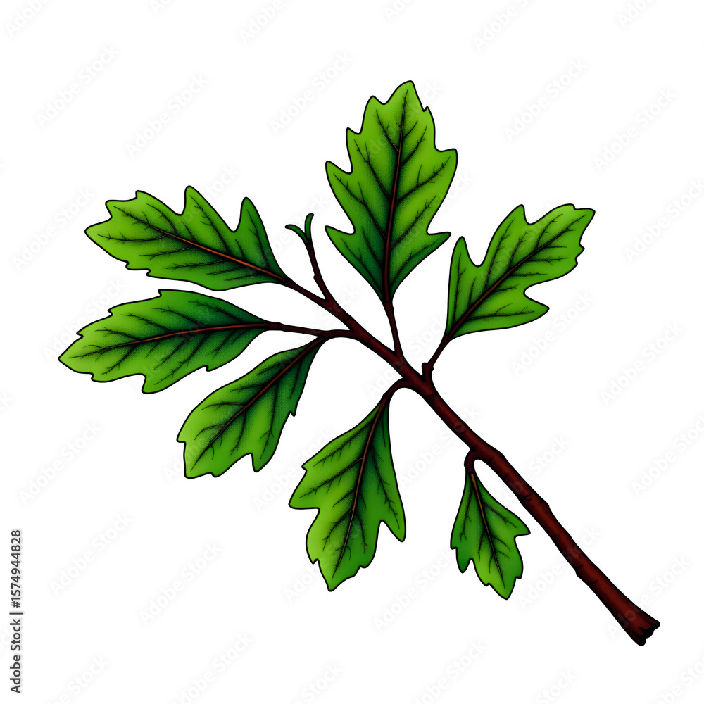 Poster a digitally rendered image of a branch with several green leaves against a black background space on