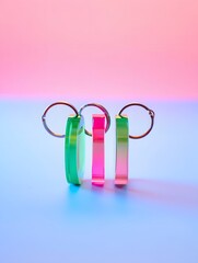 Abstract colorful rings keychain design product photography stock photo background