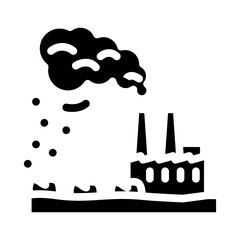 factory releasing waste onto farmland glyph icon vector illustration
