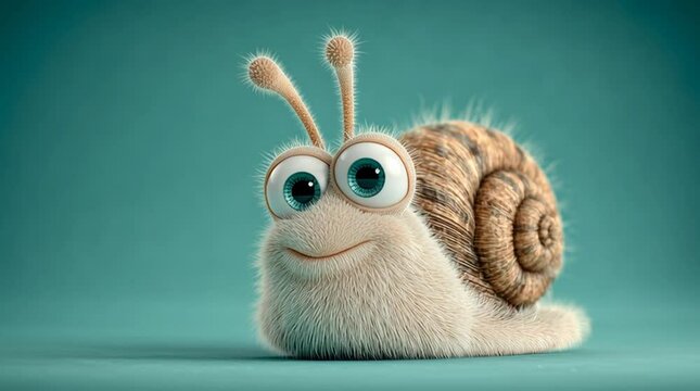 Cute cartoon snail smiles while exploring a colorful environment with engaging expressions and details