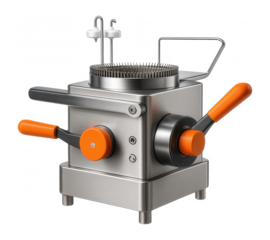 Single-bed sock knitting machine with a simple mechanical setup for basic sock designs in a startup facility
