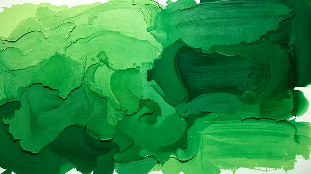 Green paint strokes and swashes on a white background