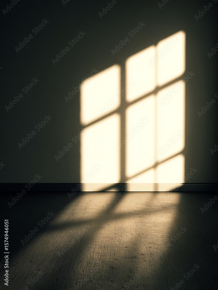 Poster window light casts pattern on floor