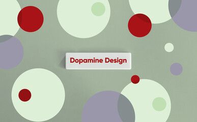 Dopamine Design Text on Wide Letter Tile with Minimal Flat Background