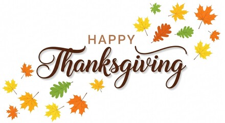 Thanksgiving Elegant Calligraphy  Autumn Leaves Design