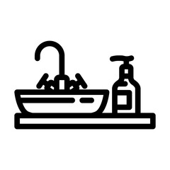 liquid soap next sink line icon vector illustration