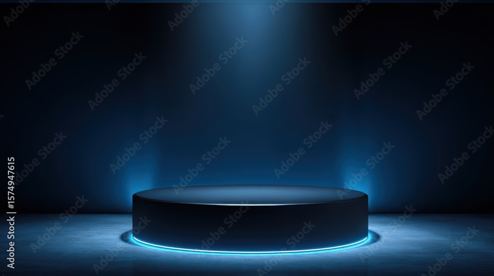 Poster stunning photo of dark blue stage podium 3d background product platform of empty scene presentation 