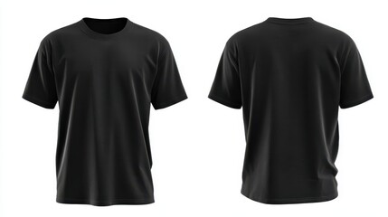 Stunning photo of blank black oversize t-shirt mockup front and back isolated on white background with clipping path.