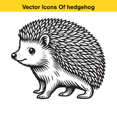 Naklejka premium Black and White Line Art of a Hedgehog with Mushroom or Leaf – Easy Tracing Vector