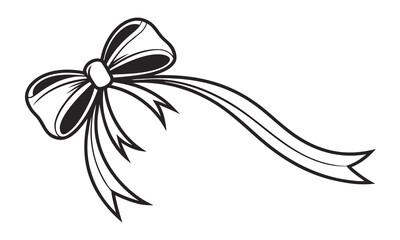 Elegant Ribbon Bow: A classic, elegant ribbon bow with flowing tails, perfect for adding a touch of sophistication to any design project.  The simple yet refined design is versatile and timeless.