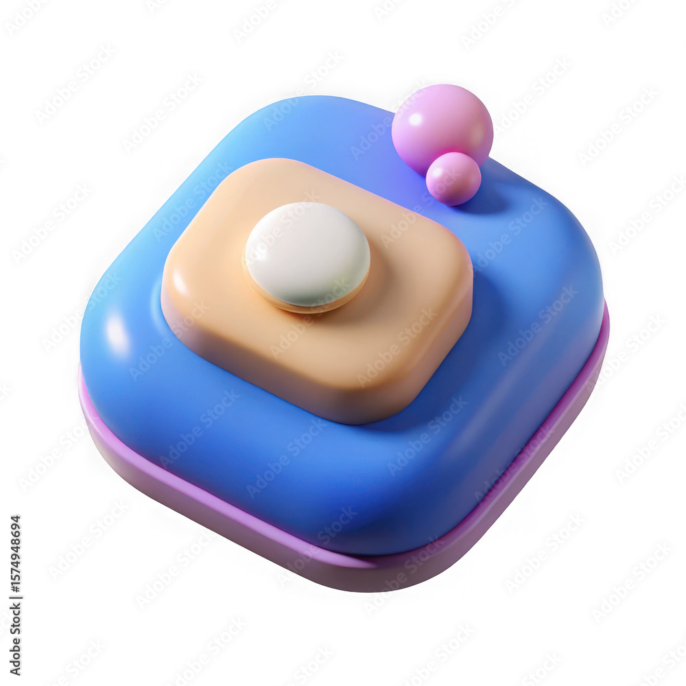 Aufkleber abstract 3d geometric shapes with smooth rounded edges and pastel colors isolated on transparent bac
