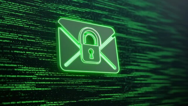 Email security icon against binary code