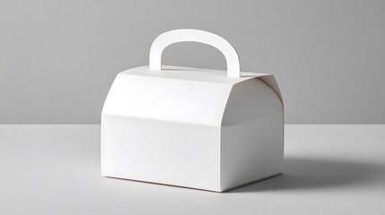 Minimalist Pure White Cardboard Pastry Container with Ergonomic Handle for Modern Food Packaging and Custom Branding in Bakery Delivery