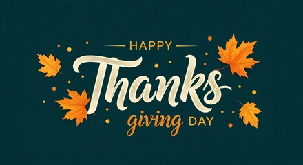 Thanksgiving Day Elegant Typography  Autumn Leaves Graphic