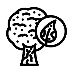 tree sick yellow leaves line icon vector illustration