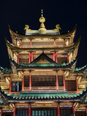 Fototapeta premium Night view of Hongen Temple in Chongqing, China
