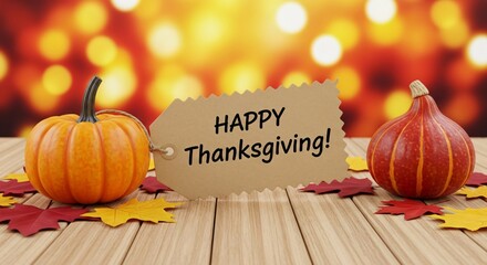 Thanksgiving Greetings Pumpkins Autumn Leaves  Festive Tag