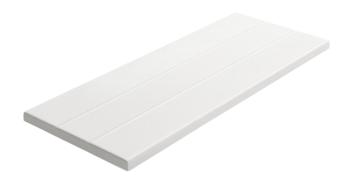 Thermoplastic floor marking lines in white for permanent lane markings in a distribution center.