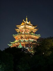 Fototapeta premium Night view of Hongen Temple in Chongqing, China