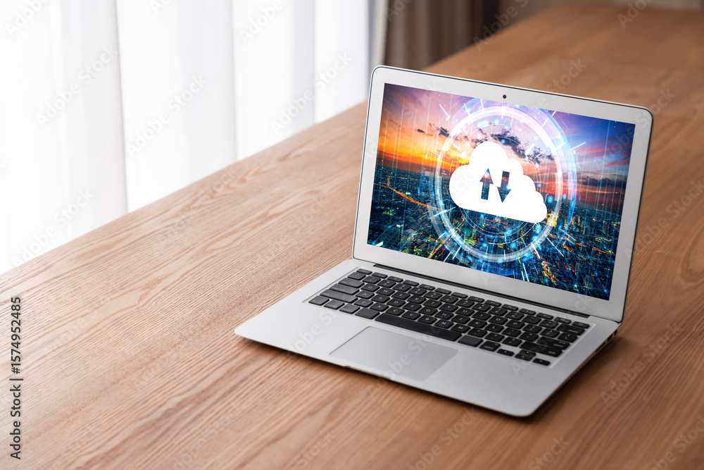 Poster cloud computing software for modish remote work and personal data storage
