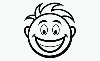 Brush stroke smiley silhouette, Rough brush-stroke smiley face is being shown on transparent background, hand-drawn style 