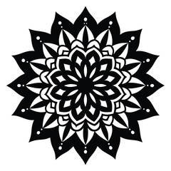 Obraz premium Intricate Black and White Mandala Design Circular Symmetry and Floral Patterns