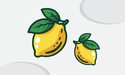vector illustration of Lemon with green leafs 