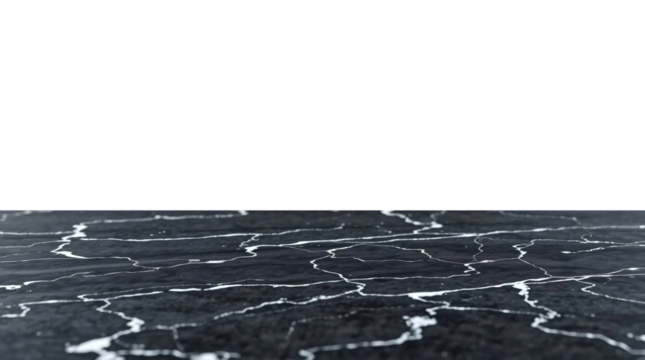 Empty black marble table isolated on transparent background