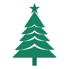 Classic Christmas Tree with Star Topper - Festive Holiday Season Evergreen Icon Vector isolated on white background