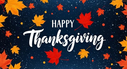 Thanksgiving Greetings Festive Autumn Leaves  Elegant Typography