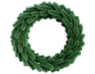 3D Christmas wreath made of Christmas tree branches  