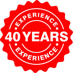 Forty years experience vector icon with bold number 40, laurel wreath, ribbon banner, and vintage emblem style. Ideal for business milestone, service anniversary, or award achievement.