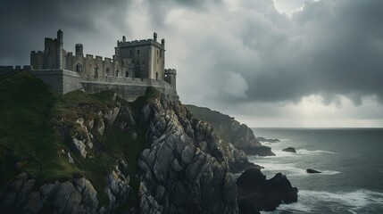 Coastal Castle with Dramatic Sky.